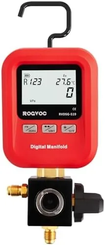 rogvoc digital single manifold gauge 2 way hvac r32 digital ac gauges